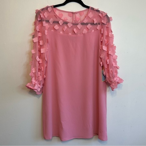CeCe Dresses & Skirts - Cece NWT Sz M Medium Cupid Pink Sheer Sleeve Dress